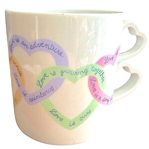 Vintage Avon 1980s Mug “Love is..” Heart Chain Ceramic 11oz